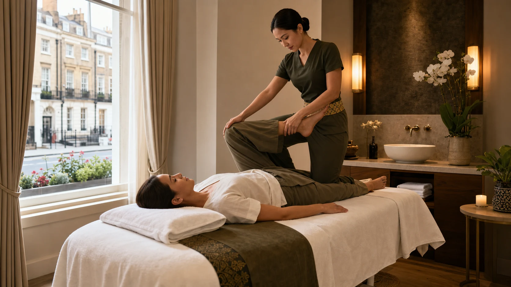 Thai massage adapted for a professional London spa room